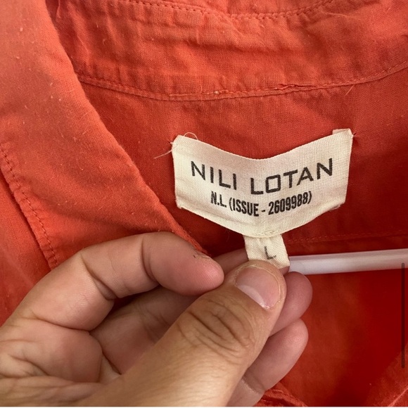 Nili Lotan coral pink button down top size large. - Picture 7 of 8